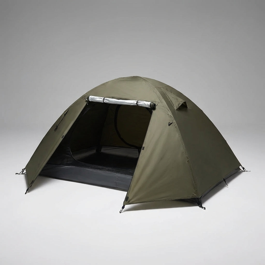 Two person dome tent with lightweight compact design and sun protection