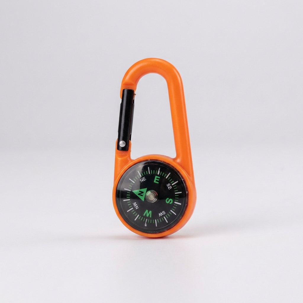 Mini carabiner compass keychain with spring gate attachment