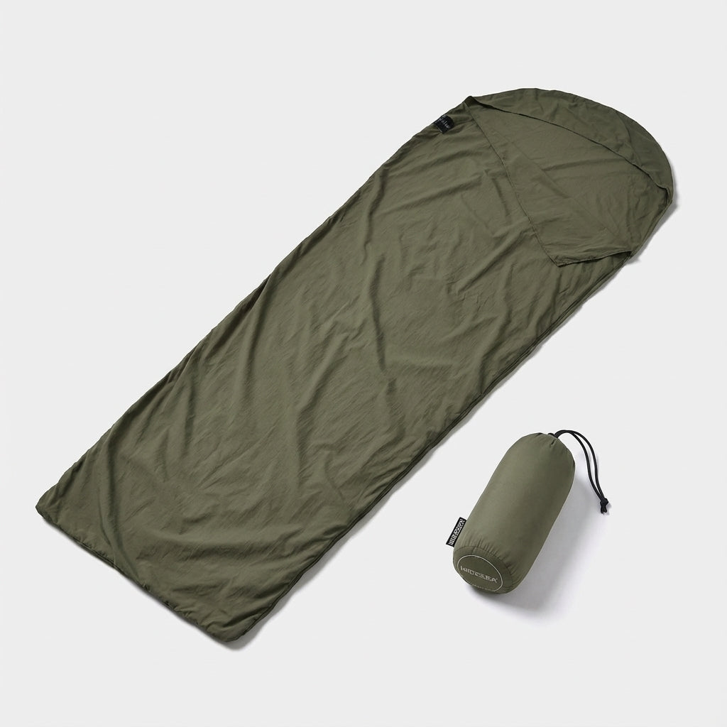 Ultralight mummy sleeping bag liner compact and compressible