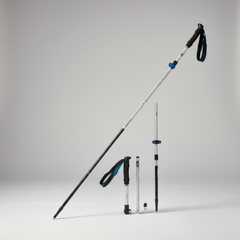 Ultralight trekking poles with telescopic aluminium shaft and EVA grip
