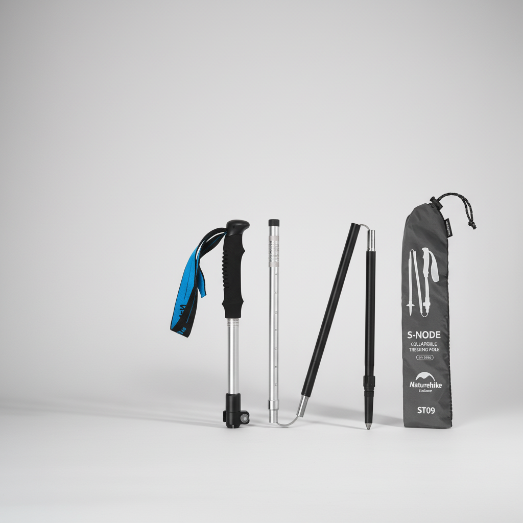 Ultralight trekking poles with telescopic aluminium shaft and EVA grip
