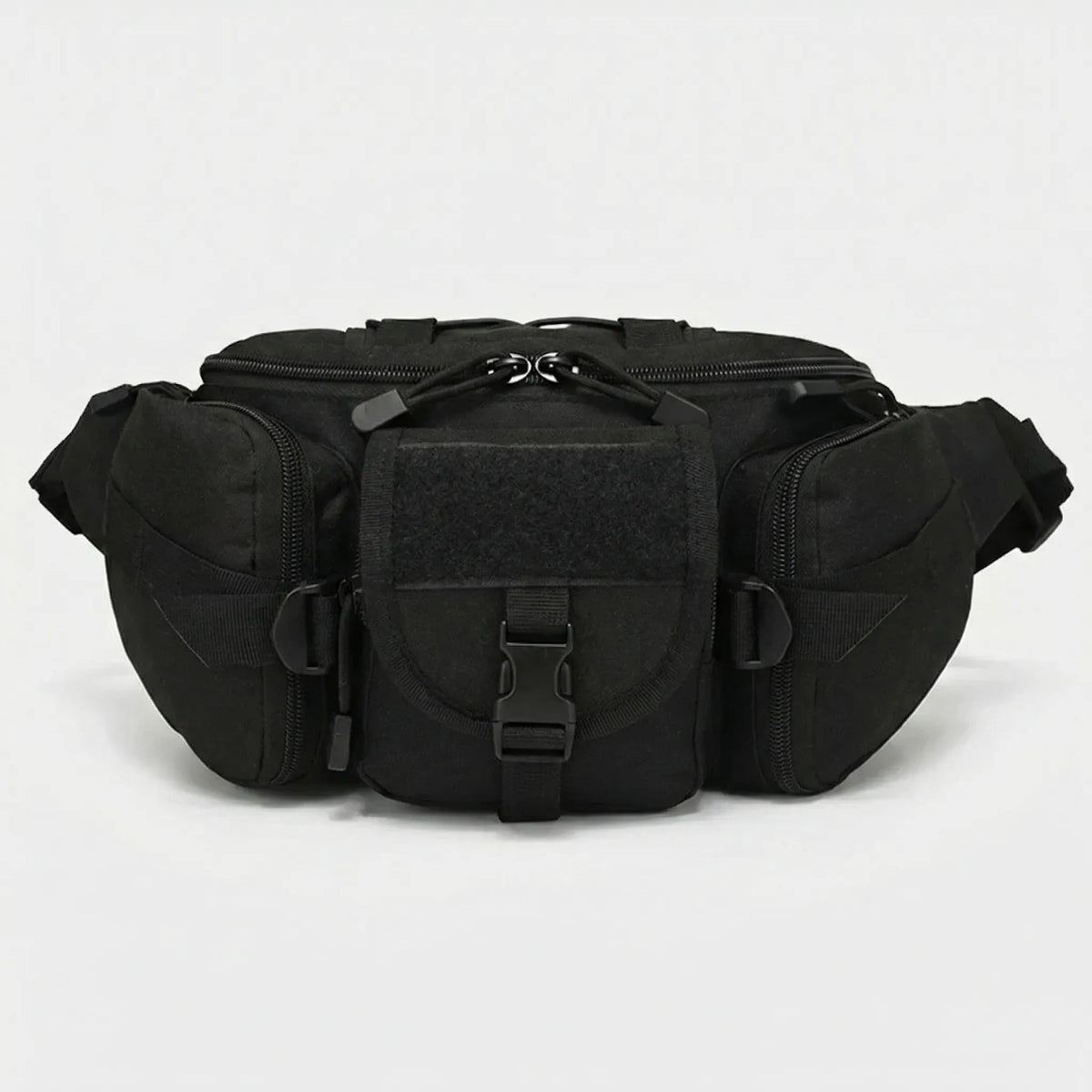 Multipocket waist pouch with organised compartments and adjustable strap