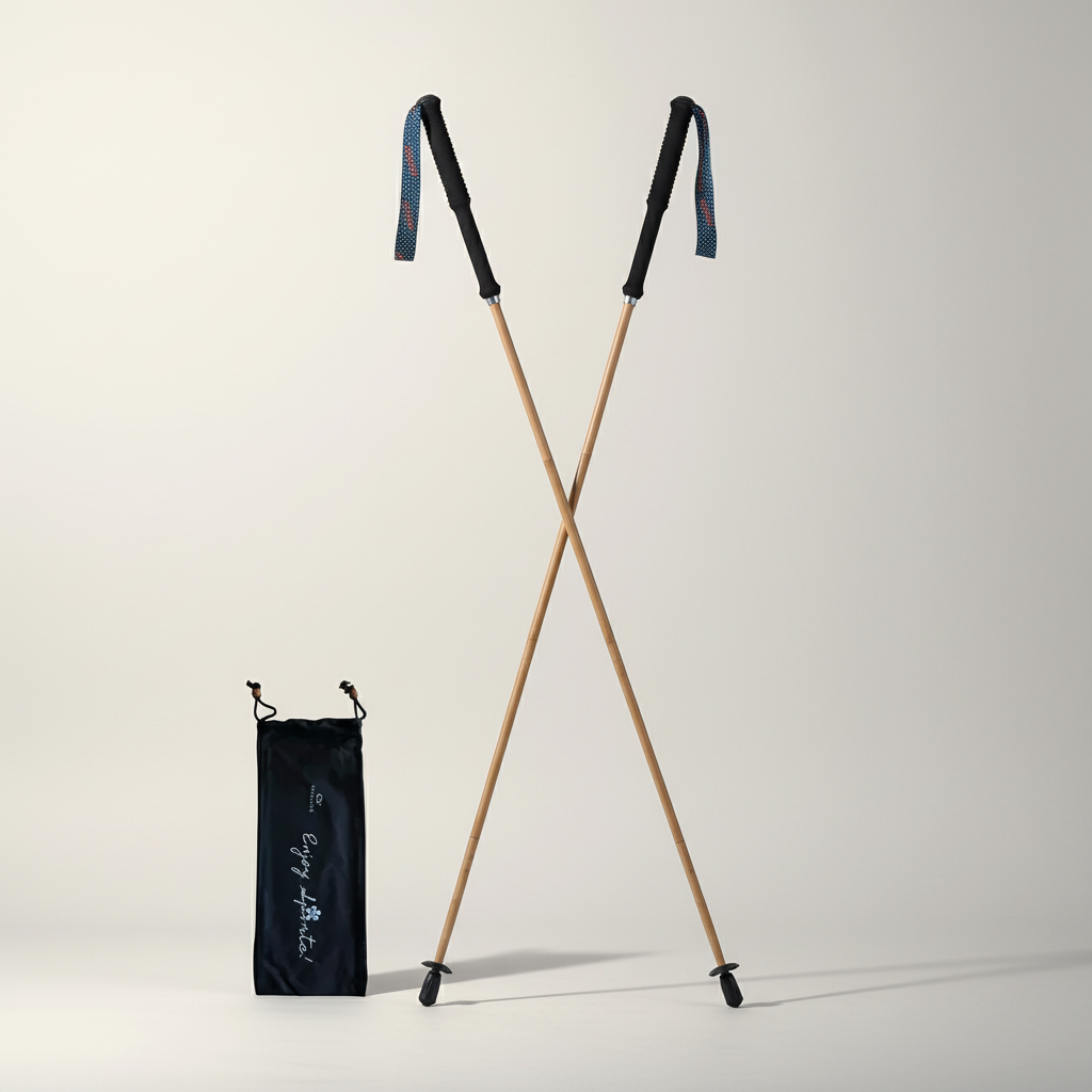 Ultralight collapsible carbon fibre trekking poles with non-slip EVA grip
