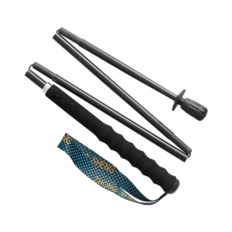 Ultralight collapsible carbon fibre trekking poles with non-slip EVA grip