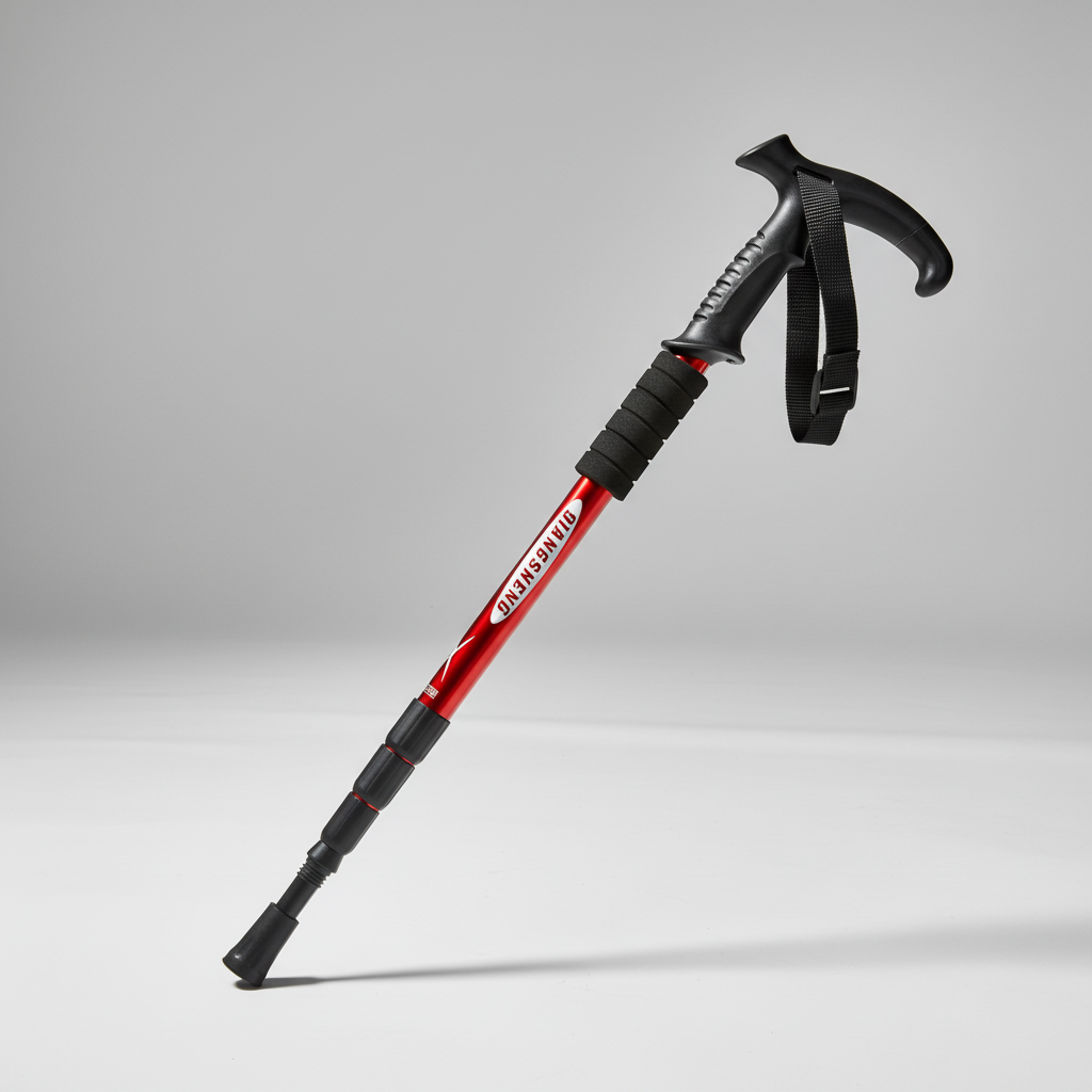 Foldable trekking pole with ergonomic T-handle and aluminium shaft
