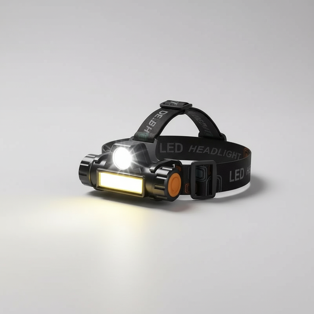 USB rechargeable LED headlamp with dual beam waterproof design