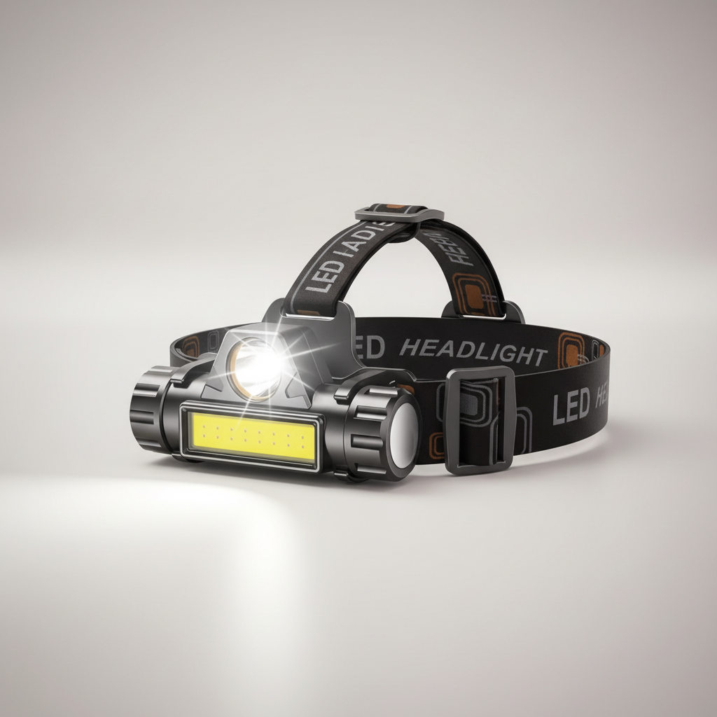 USB rechargeable LED headlamp with dual beam waterproof design
