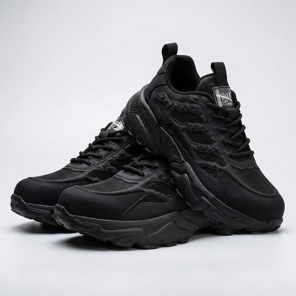 Lightweight protective work shoes with puncture-resistant sole and breathable mesh