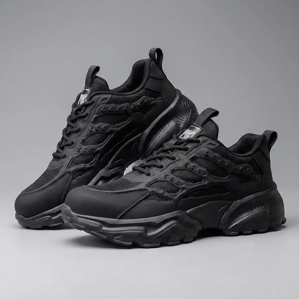 Lightweight protective work shoes with puncture-resistant sole and breathable mesh