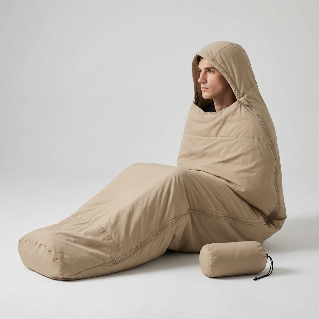 Ultralight mummy sleeping bag liner with compact stuff sack