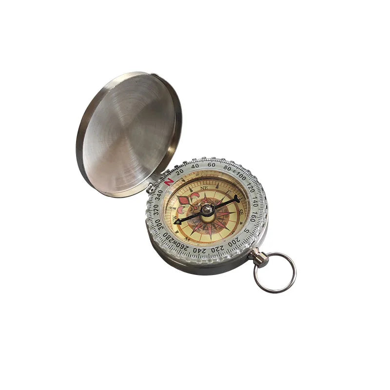 Flip pocket compass with luminous dial and protective cover