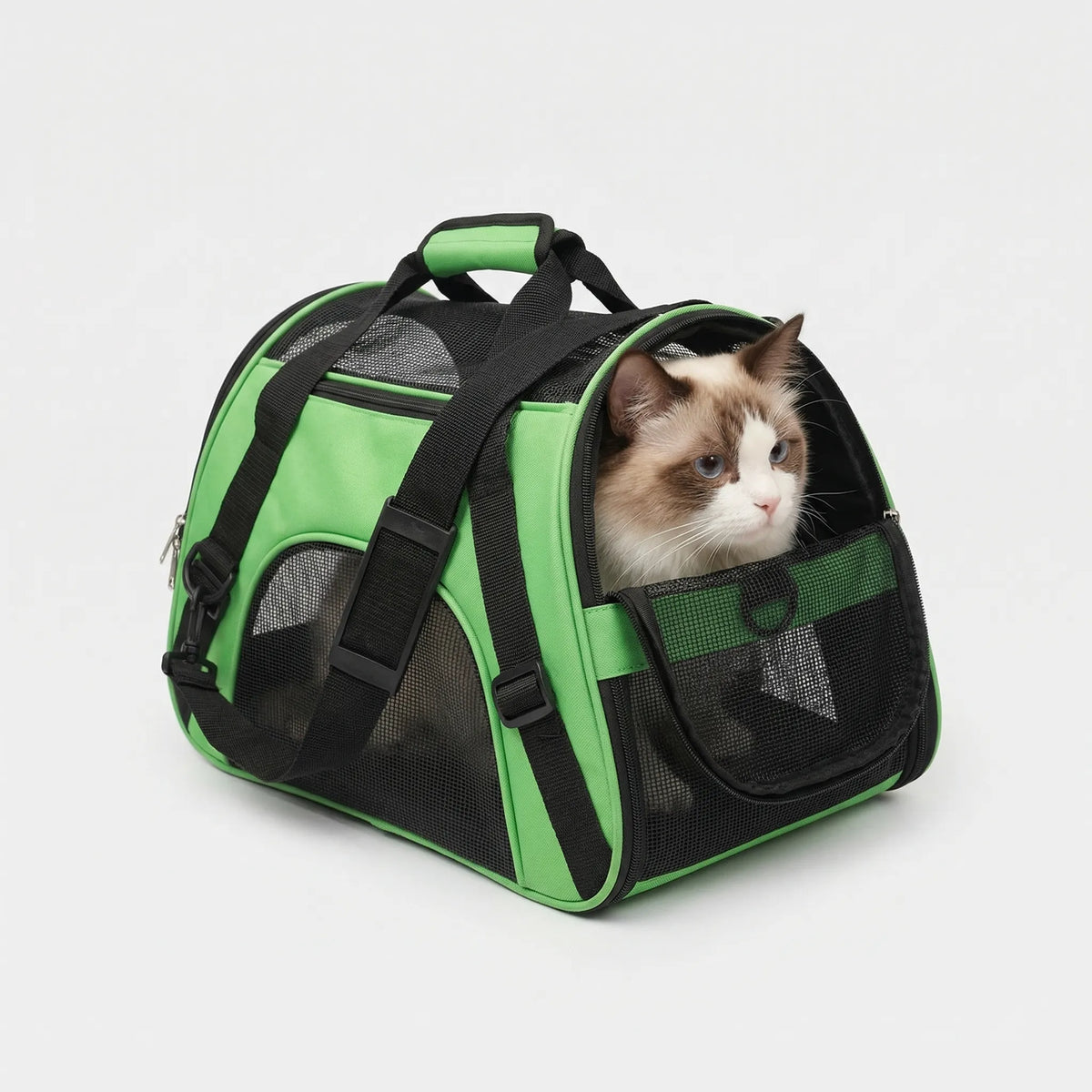 Breathable mesh pet carrier bag with open tent roof for small dogs and cats