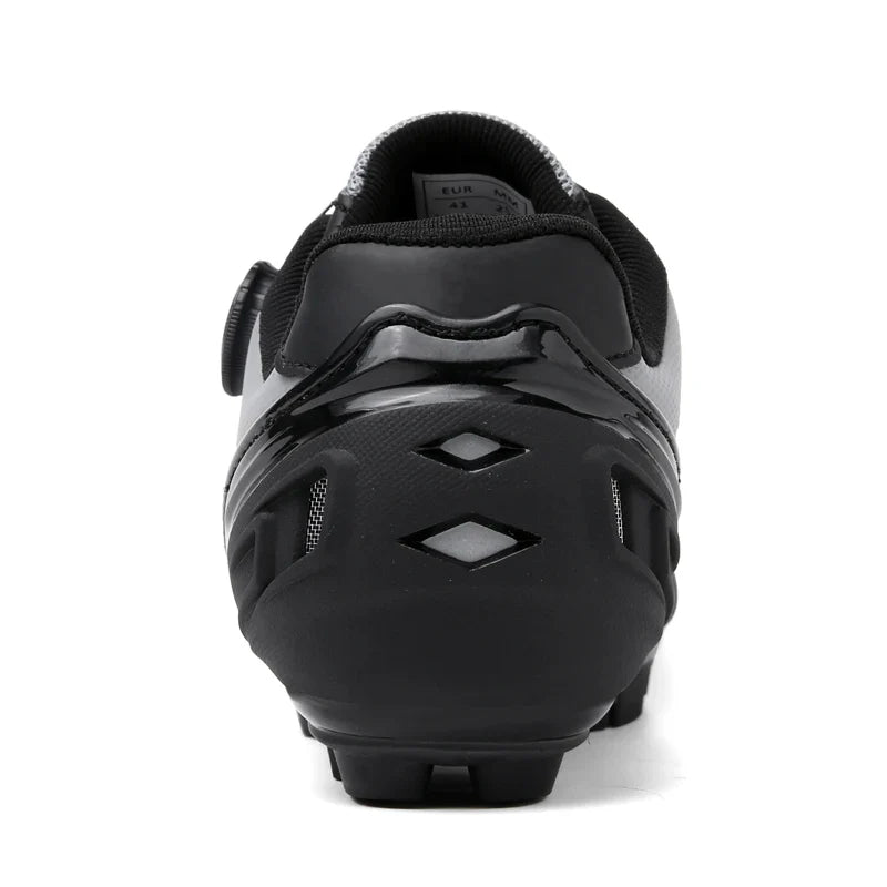 Mountain bike cycling shoes with rotary dial closure and SPD cleat-compatible sole