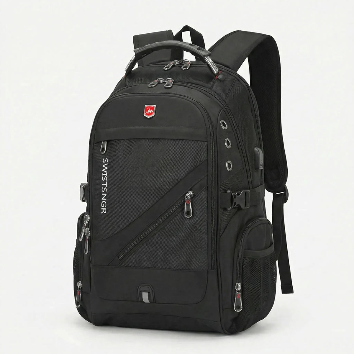 Large volume laptop travel backpack water-resistant with padded shoulder straps