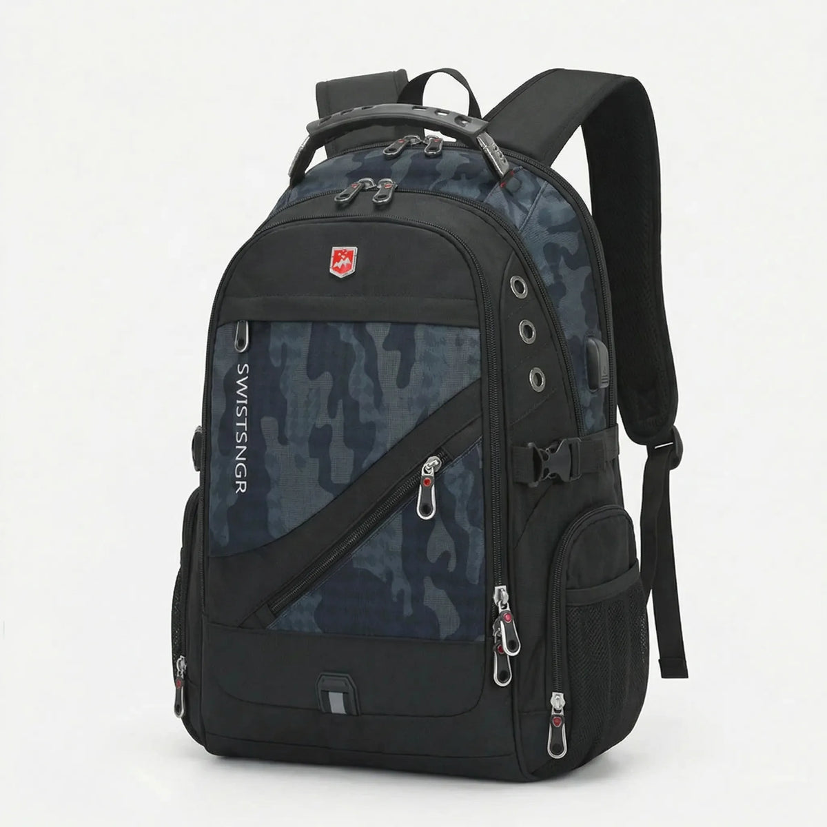 Large volume laptop travel backpack water-resistant with padded shoulder straps