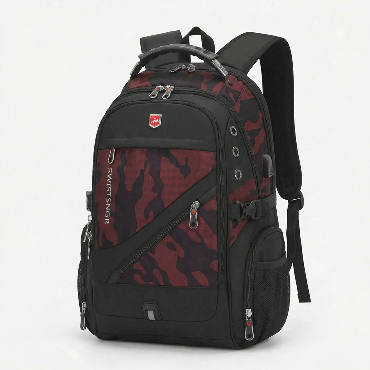 Large volume laptop travel backpack water-resistant with padded shoulder straps