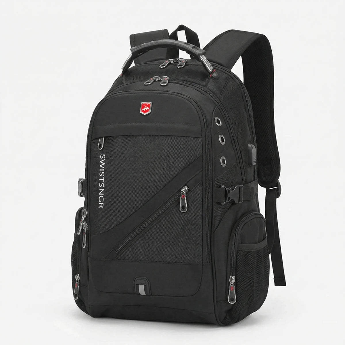 Large volume laptop travel backpack water-resistant with padded shoulder straps