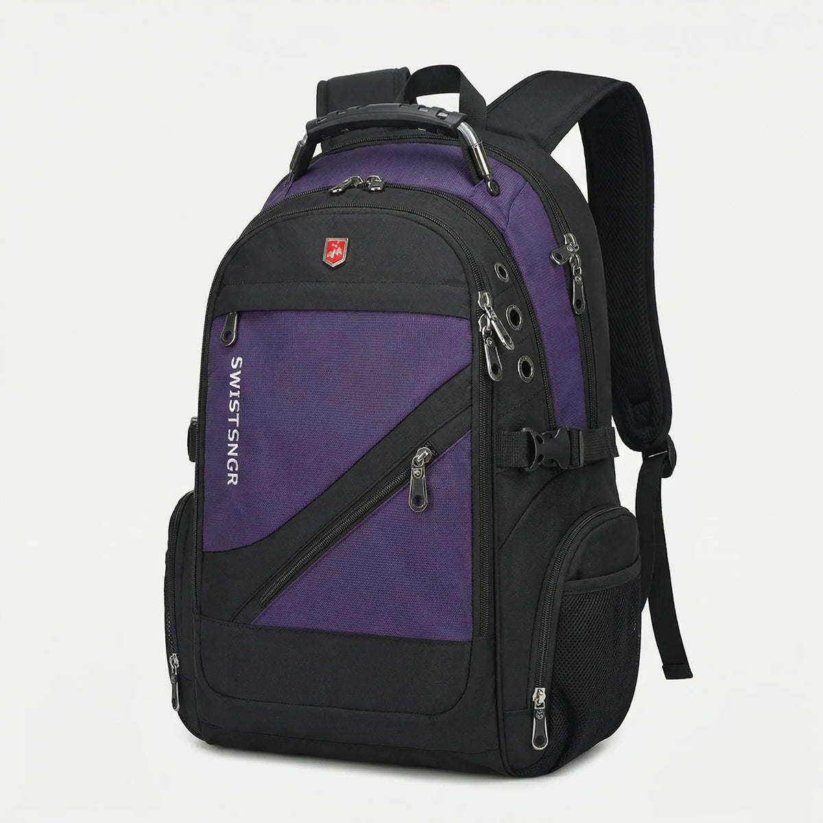 Large volume laptop travel backpack water-resistant with padded shoulder straps