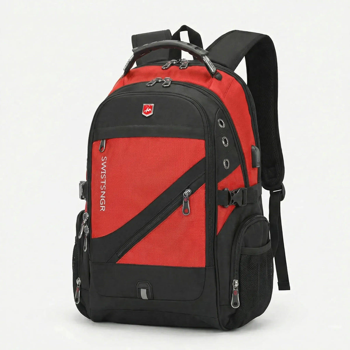 Large volume laptop travel backpack water-resistant with padded shoulder straps