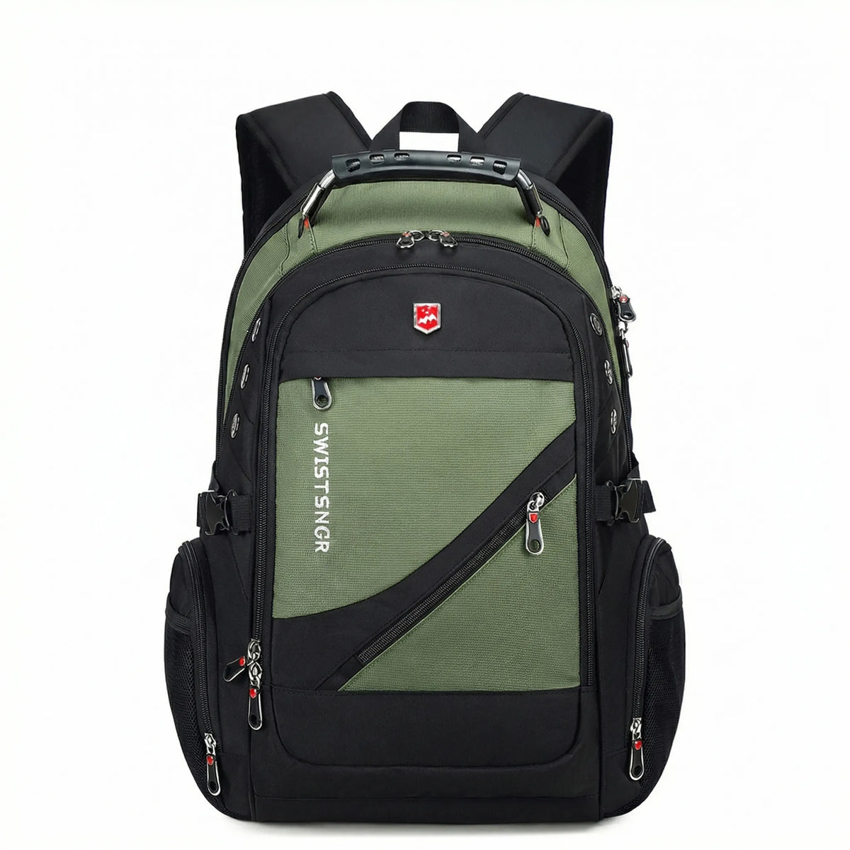 Large volume laptop travel backpack water-resistant with padded shoulder straps