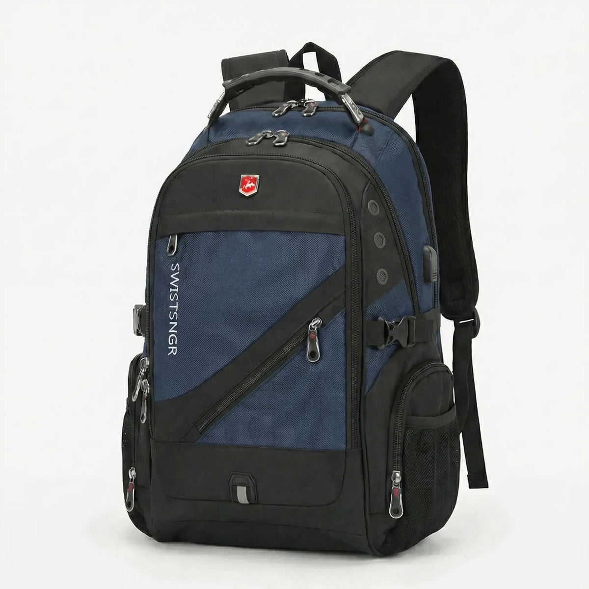 Large volume laptop travel backpack water-resistant with padded shoulder straps
