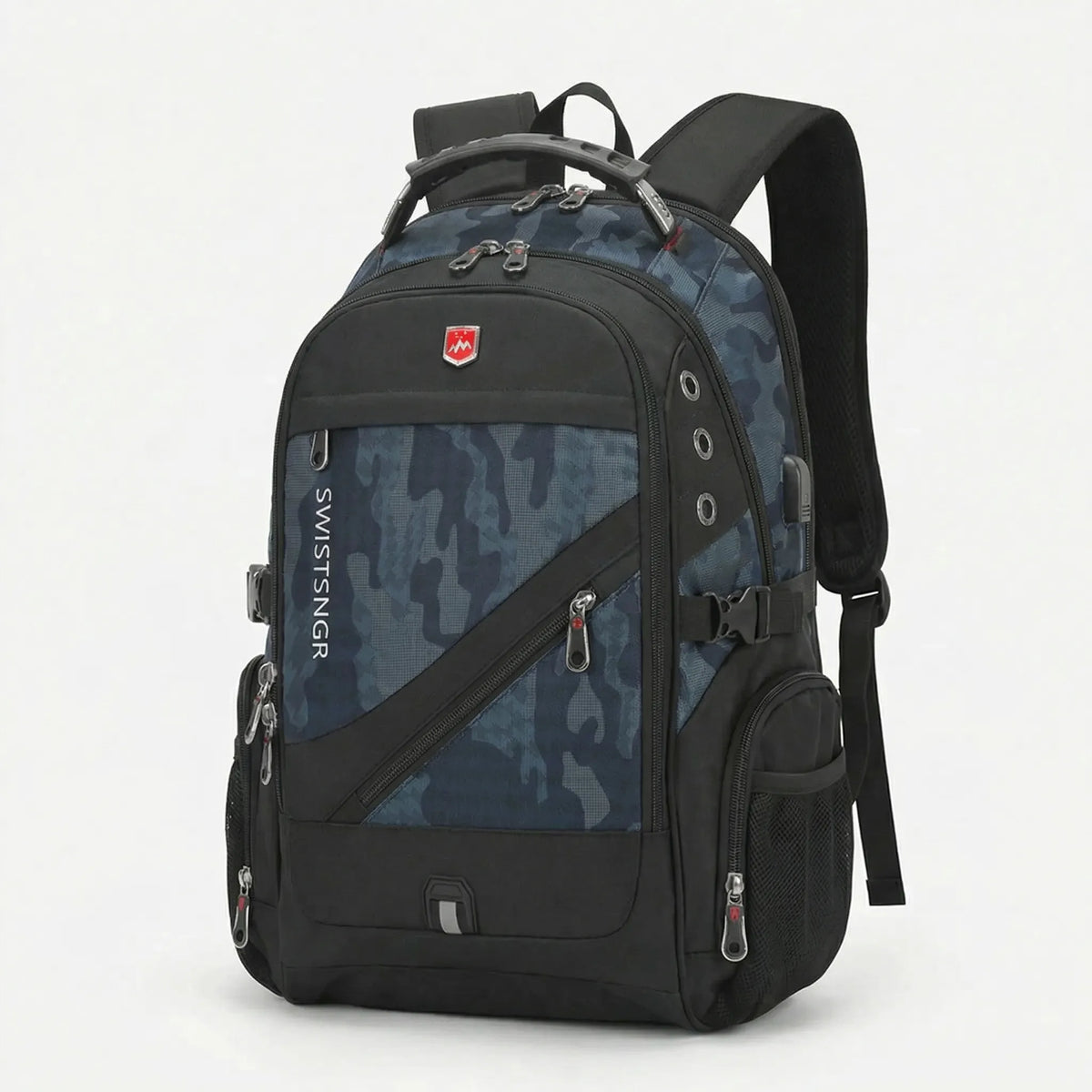 Large volume laptop travel backpack water-resistant with padded shoulder straps