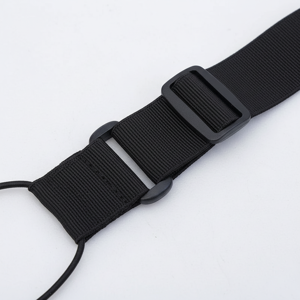 Adjustable nylon luggage strap with elastic loops and quick-adjust buckle