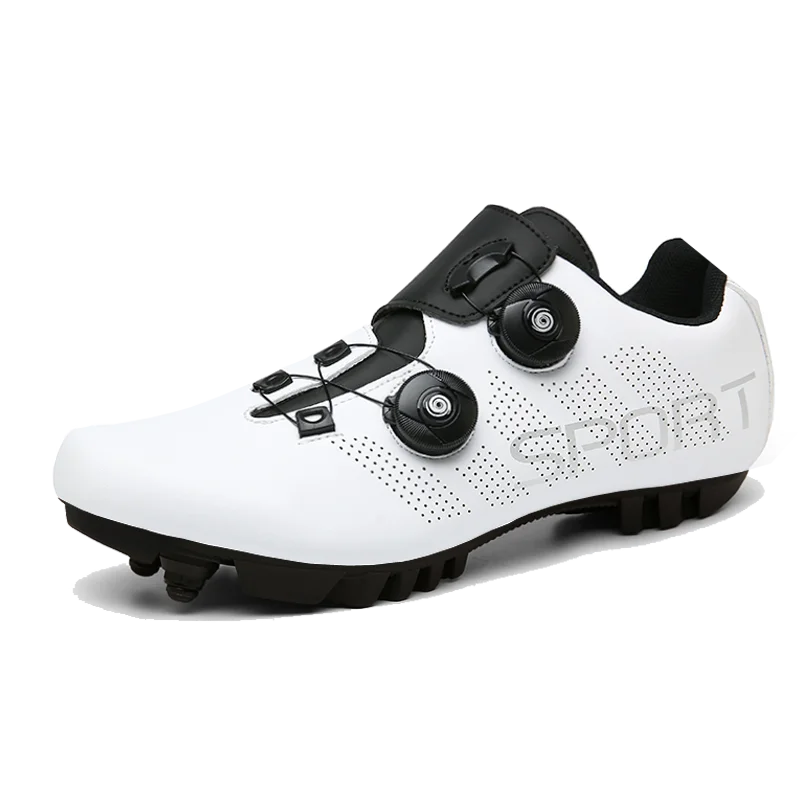 MTB cycling shoes with dual rotary dial closure and SPD cleat compatibility