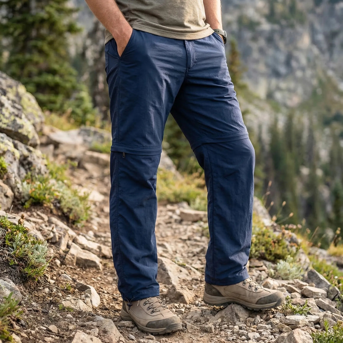 Men's zip-off cargo pants quick-drying water-repellent outdoor hiking