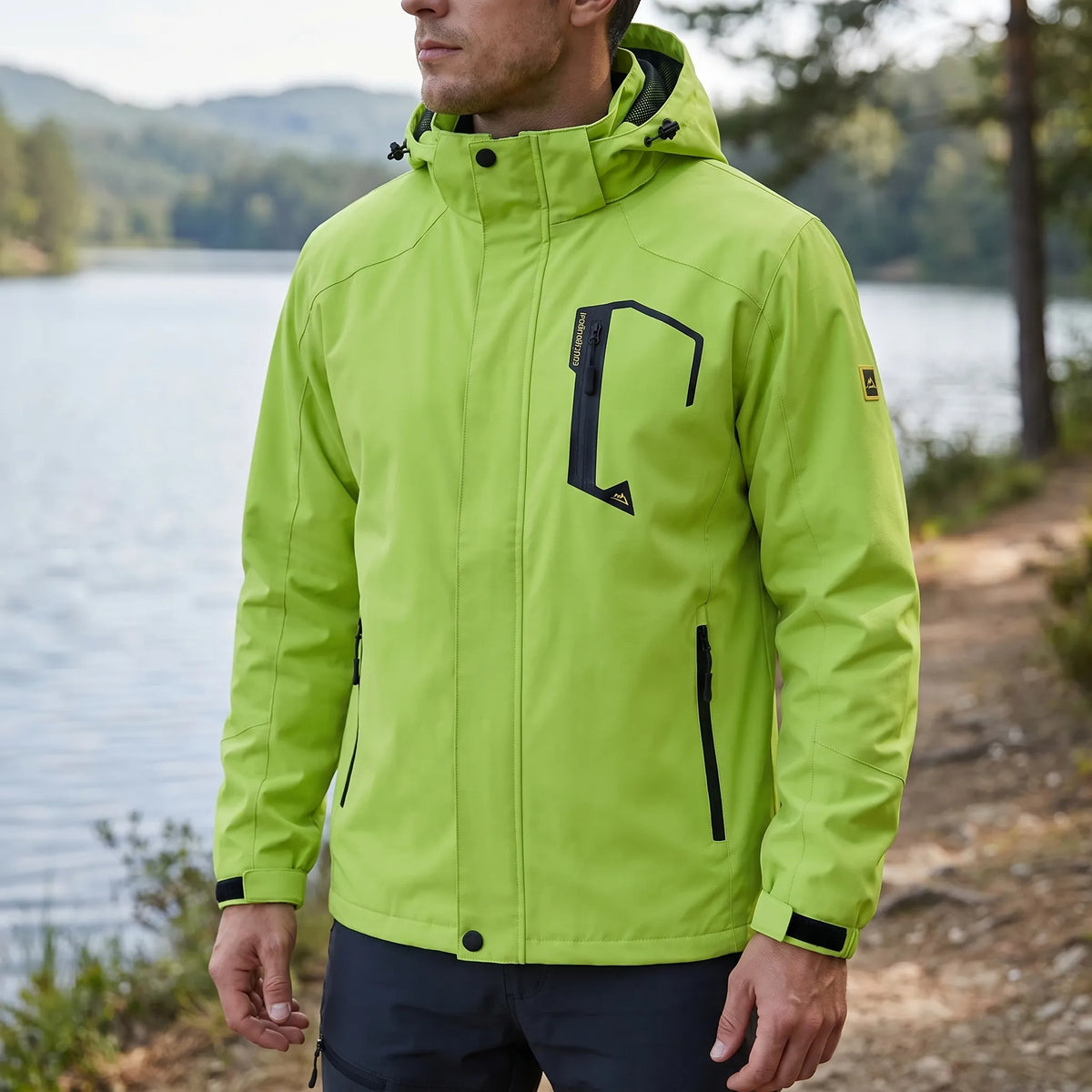 Lightweight windbreaker with water-repellent shell and adjustable hood