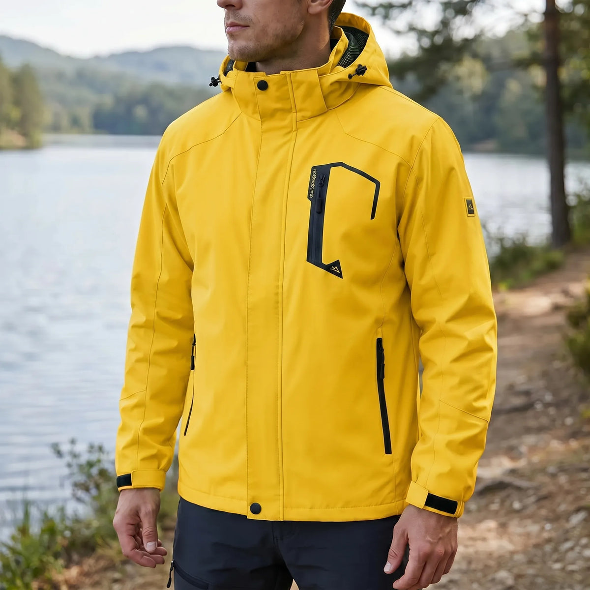 Lightweight windbreaker with water-repellent shell and adjustable hood