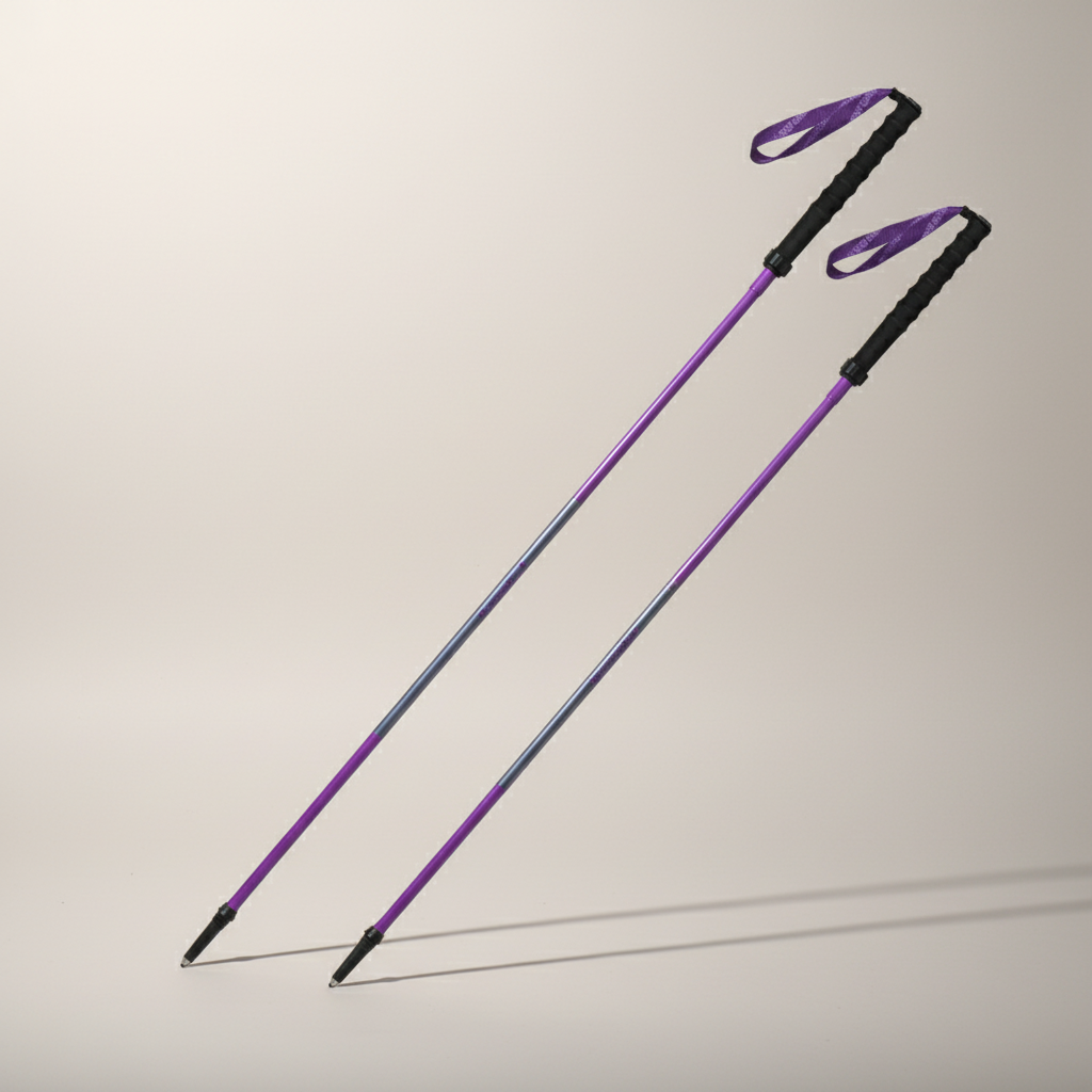 Lightweight collapsible trekking poles with quick-lock mechanism