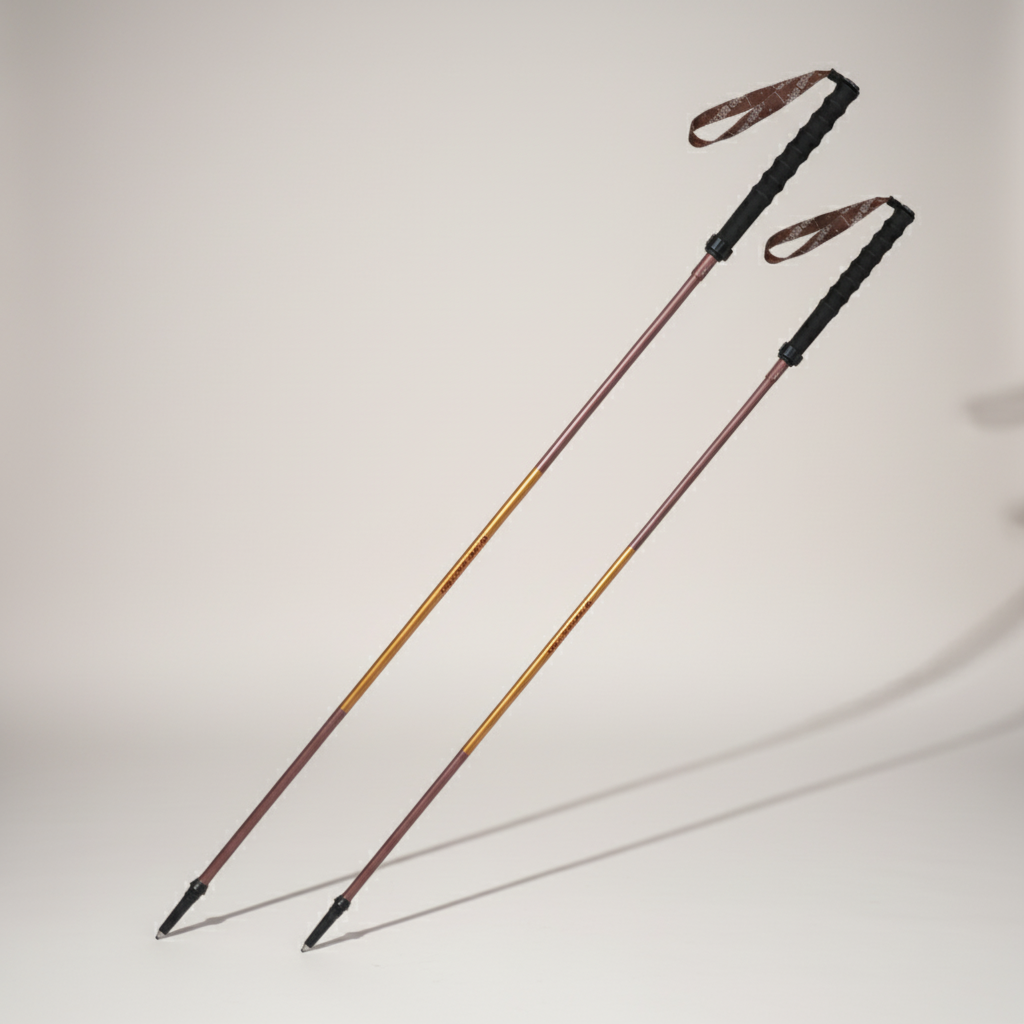 Lightweight collapsible trekking poles with quick-lock mechanism