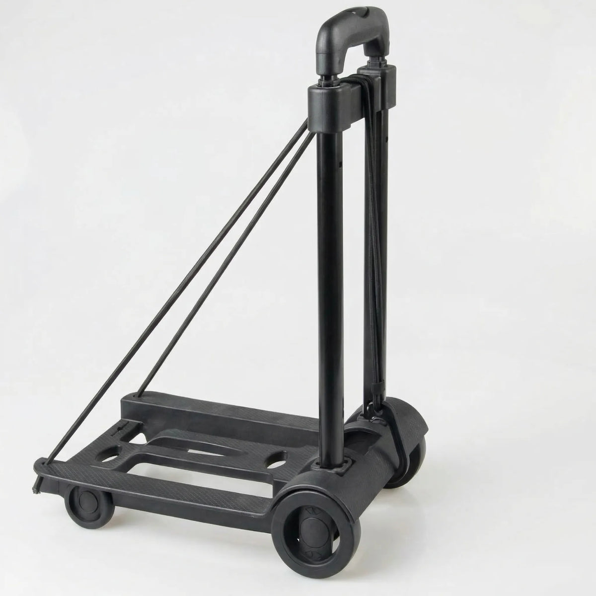 Foldable hand trolley with telescopic pull-rod handle and flat platform