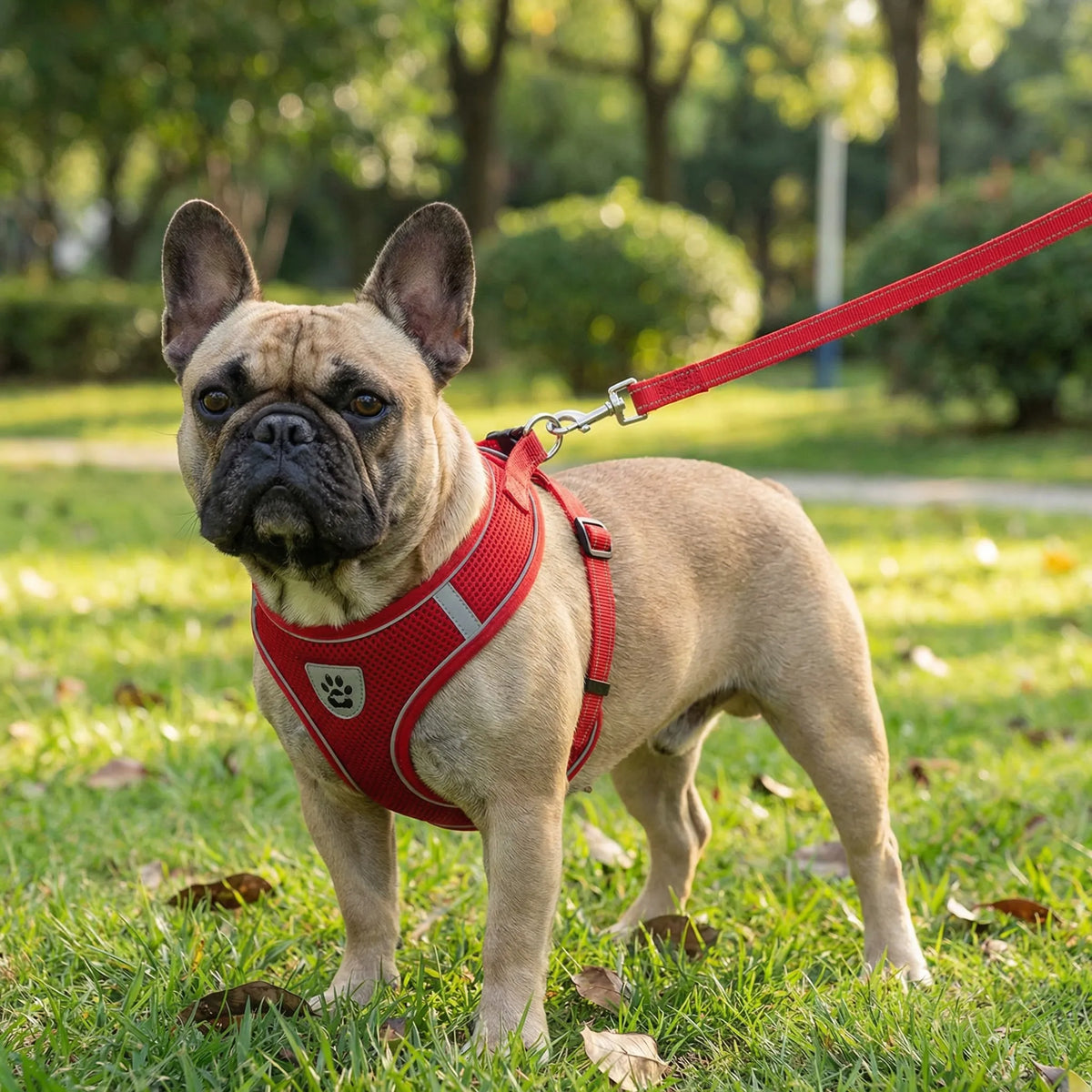 Breathable mesh vest harness and lead set for small dogs and cats