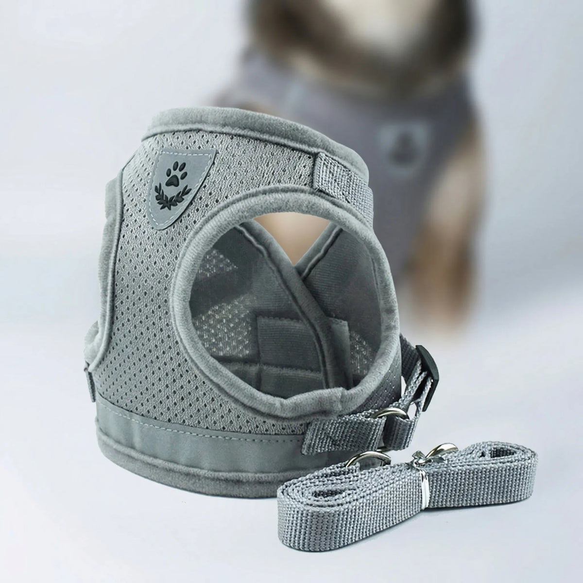 Breathable mesh vest harness and lead set for small dogs and cats