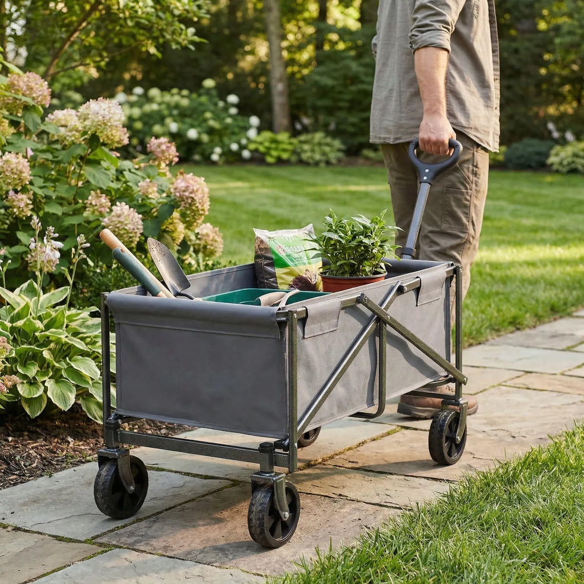 Foldable transport trolley with 360-degree rotating wheels and 80kg capacity