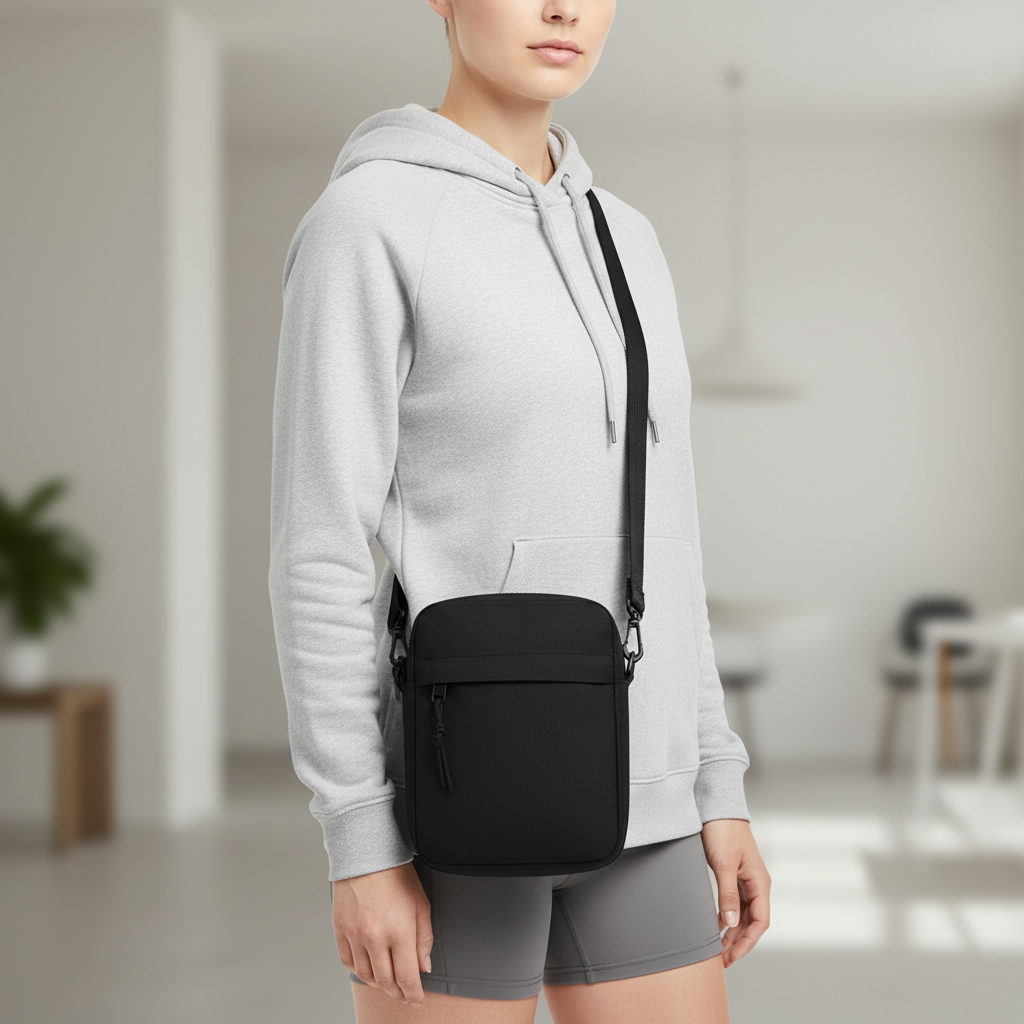 Unisex nylon crossbody bag with adjustable shoulder strap