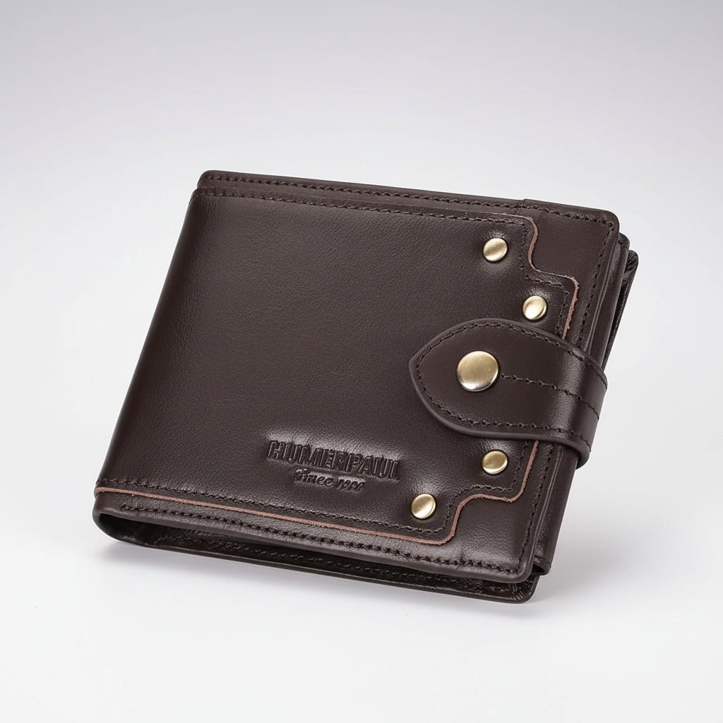 Compact trifold men's wallet with secure coin pocket and card slots