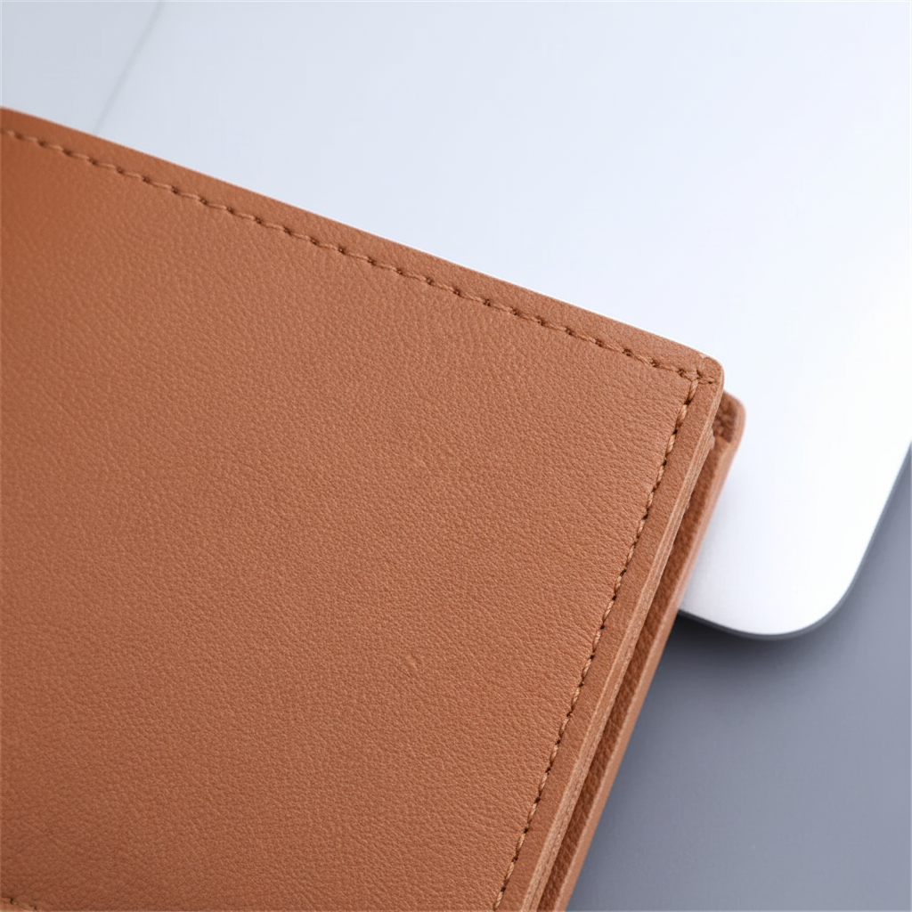 Slim bifold card wallet with zippered pocket and multiple card slots