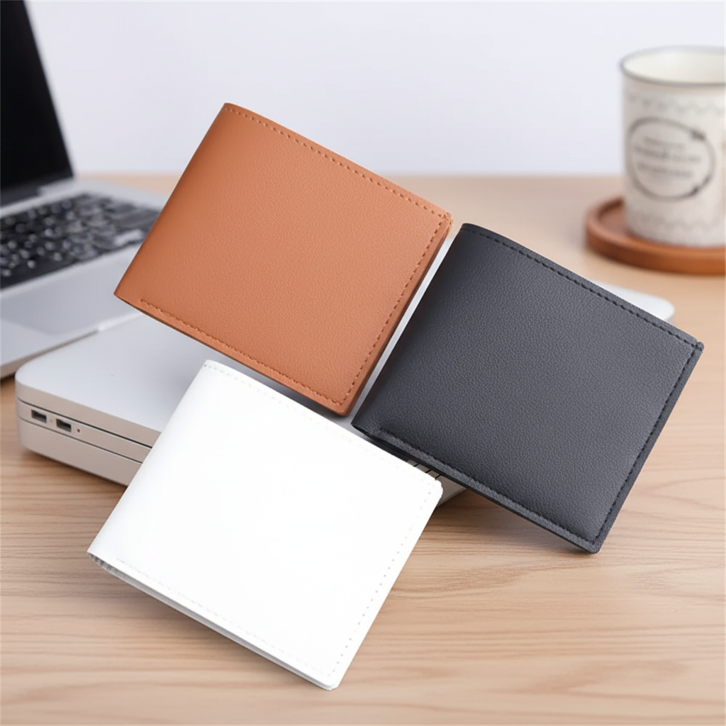 Slim bifold card wallet with zippered pocket and multiple card slots