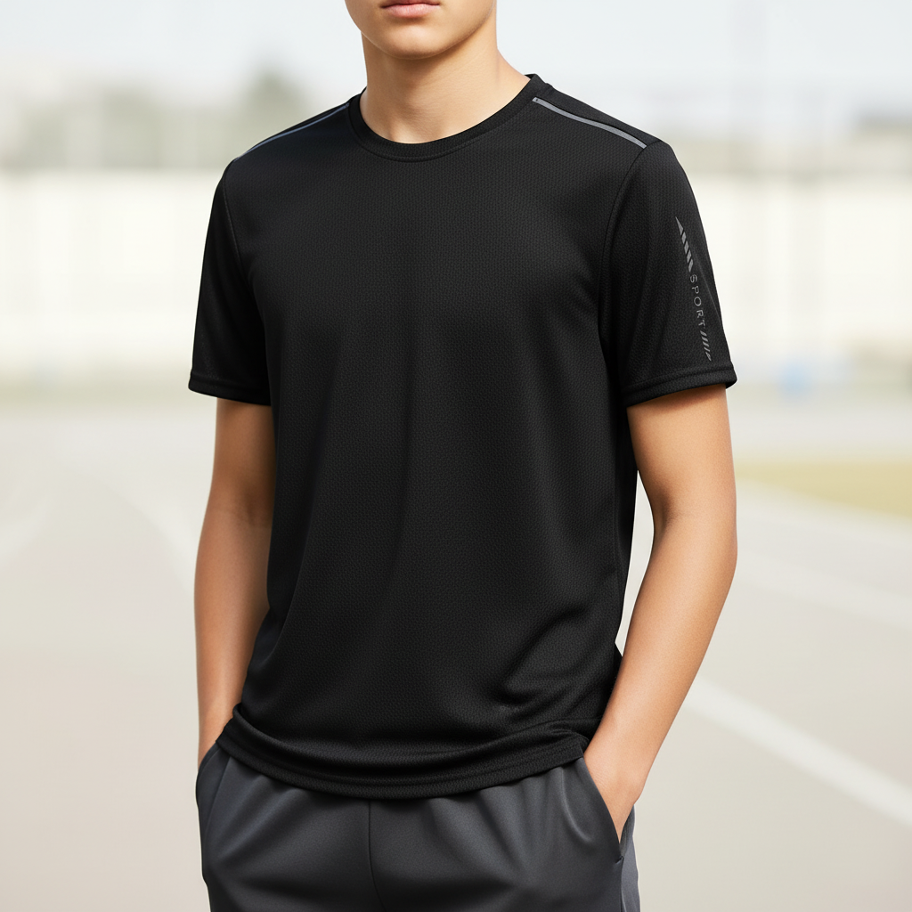 Kids quick-drying sports shirt with breathable knit material