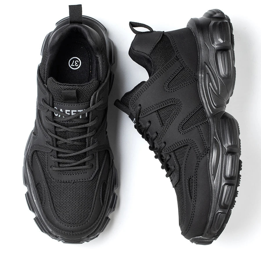 Low profile safety sneakers with reinforced toe protection and slip-resistant sole
