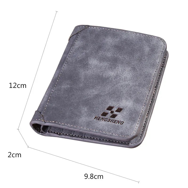 Compact slim vintage wallet with multiple card slots and photo pocket