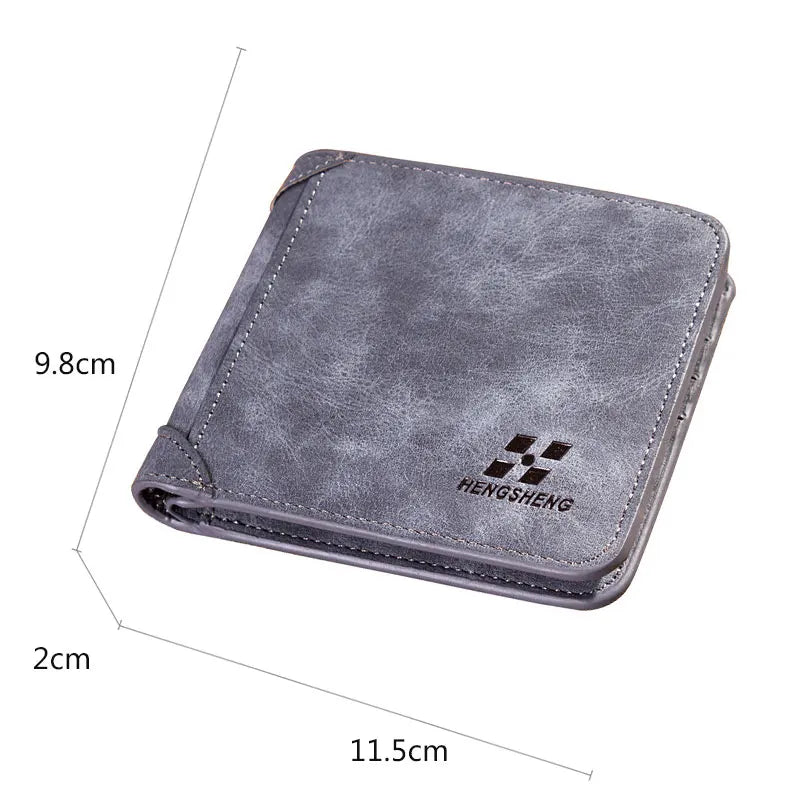 Compact slim vintage wallet with multiple card slots and photo pocket