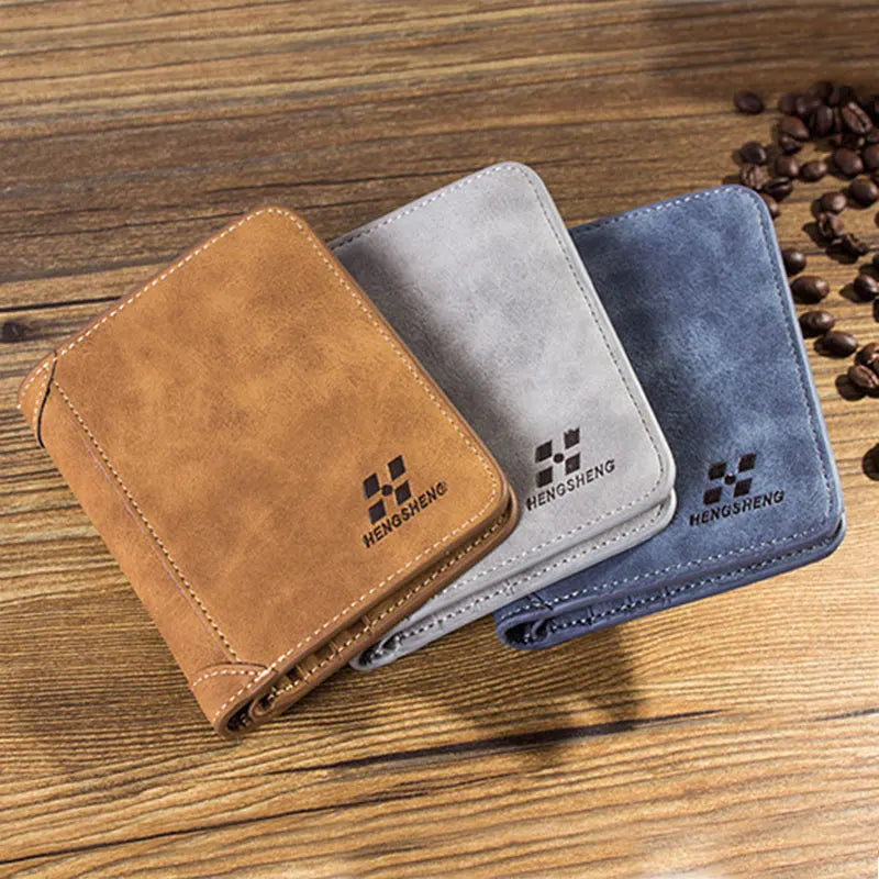 Compact slim vintage wallet with multiple card slots and photo pocket