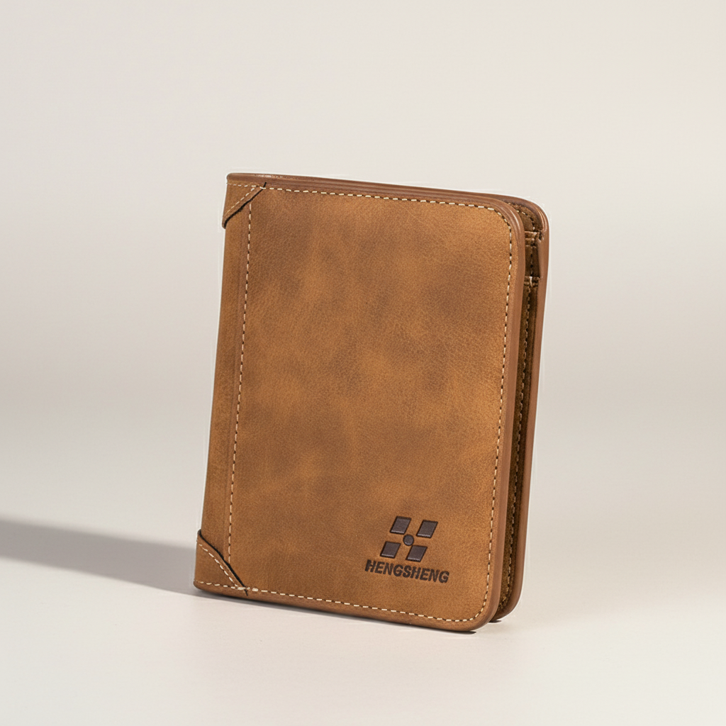 Compact slim vintage wallet with multiple card slots and photo pocket