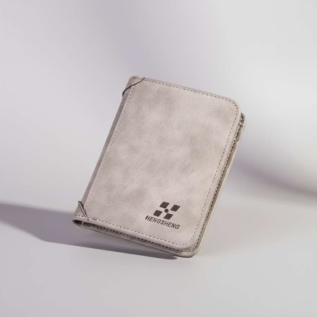 Compact slim vintage wallet with multiple card slots and photo pocket