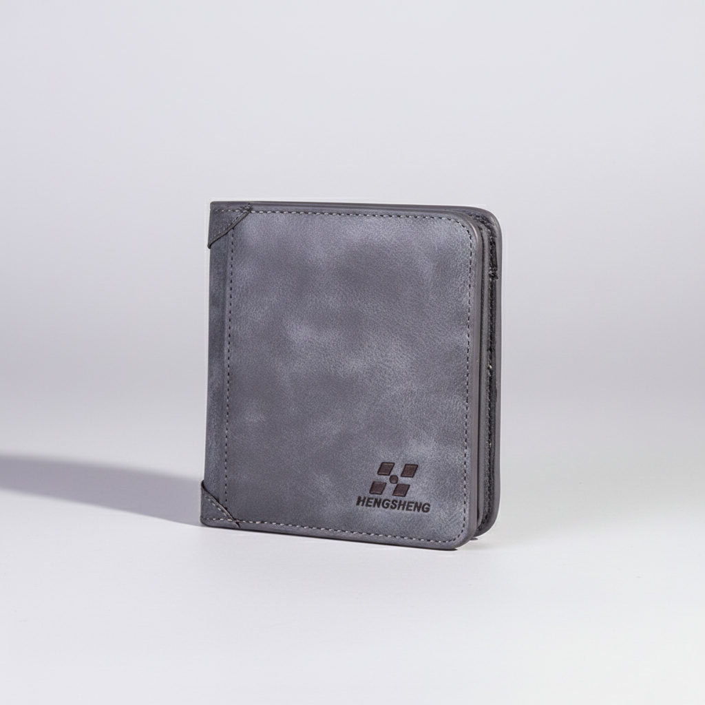 Compact slim vintage wallet with multiple card slots and photo pocket