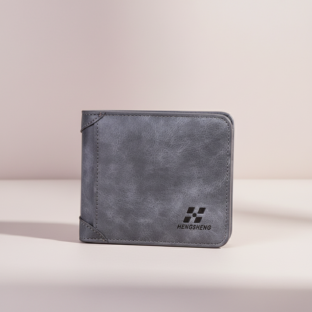 Compact slim vintage wallet with multiple card slots and photo pocket